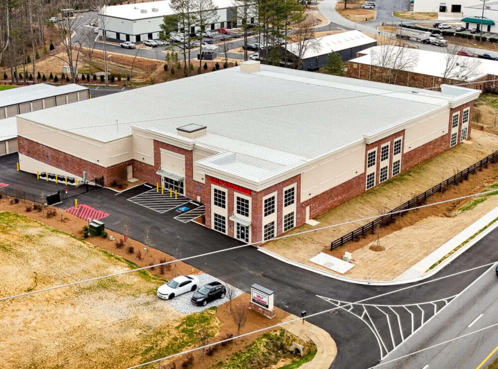 Aerial photo of McFarland Parkway Self Storage facility in Alpharetta, Gerogia.