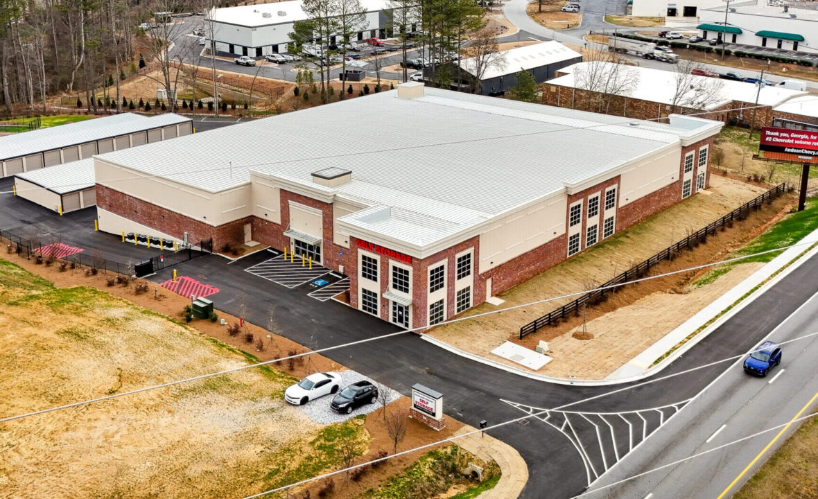 Aerial photo of McFarland Parkway Self Storage facility in Alpharetta, Gerogia.